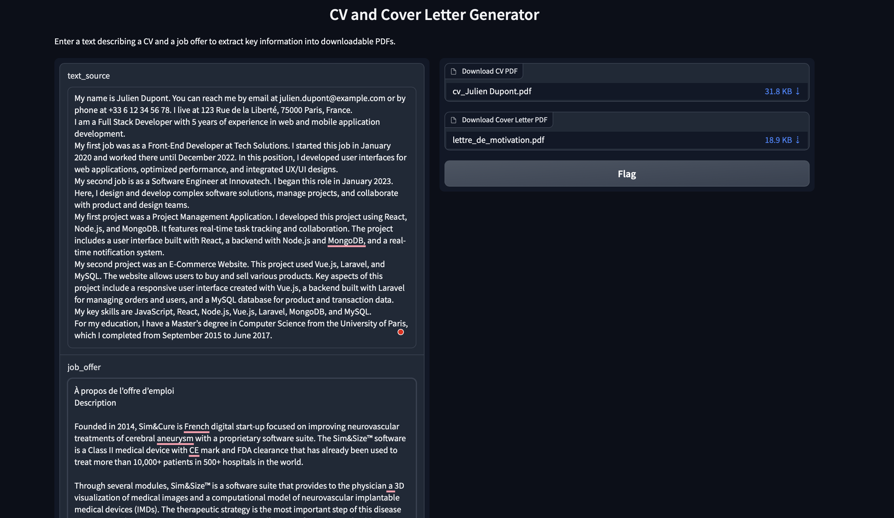 Générateur Automatique de CV et Lettres de Motivation